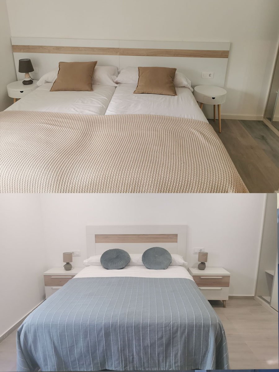 Dos de las habitaciones dobles de la casa